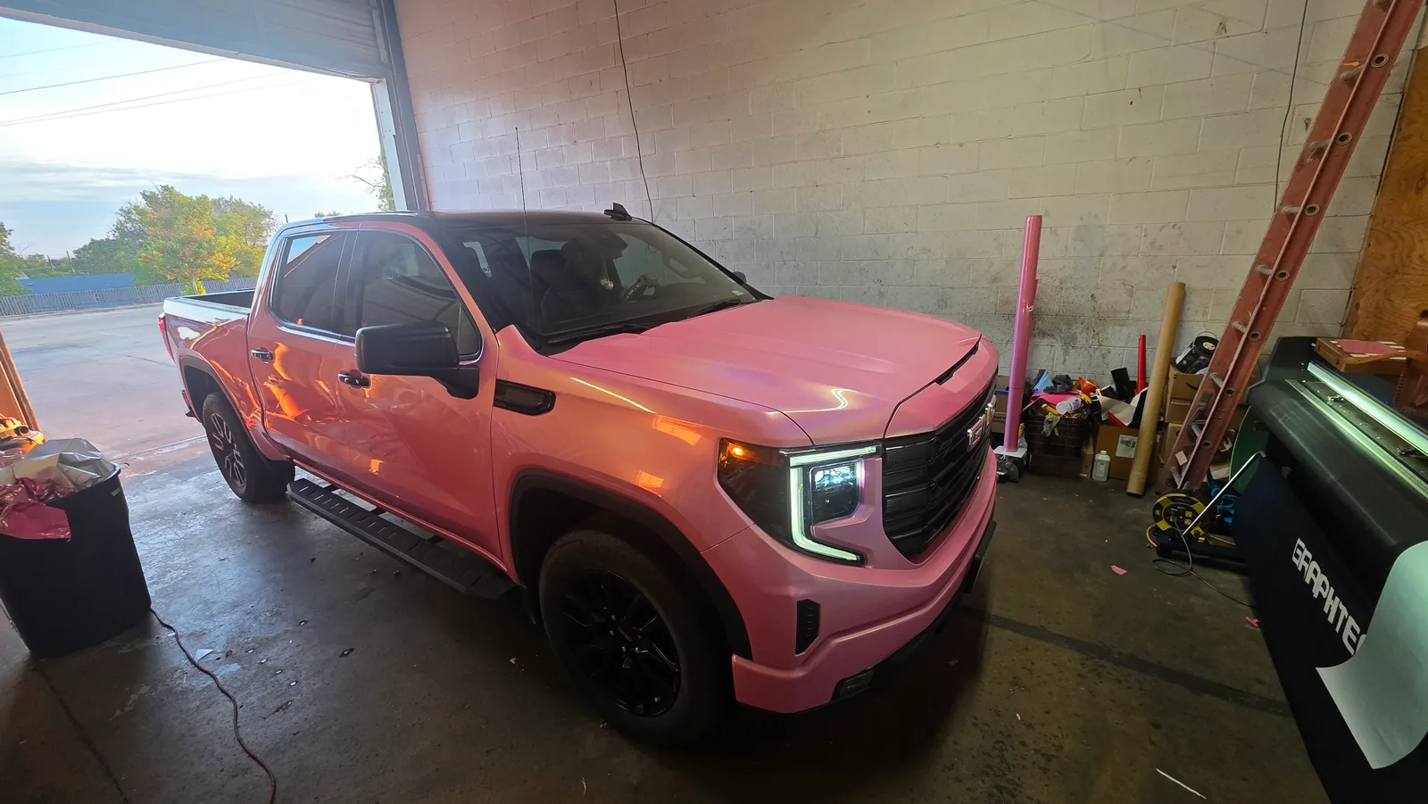 GMC Sierra after its pink wrap